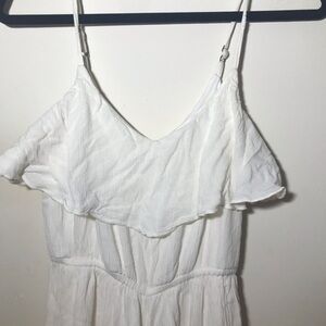 Bar III White crinkle Ruffle Jumpsuit XS textured flowy wide leg